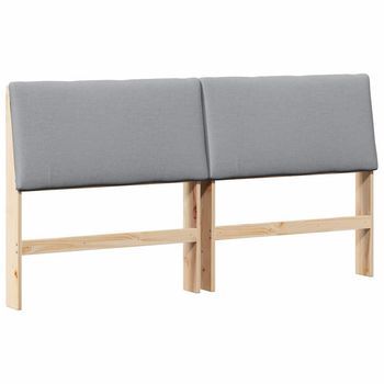 Cabecero Tapizado Gris Claro 200 Cm Madera De Pino Macizo Vidaxl