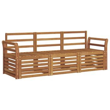 Juegos De Sofás 3 Piezas | Mueble De Jardín Natural Madera De Acacia Sólida