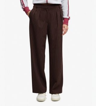 Superdry para mujer. W7011248A Pantalón Pinstripe marrón (M), Casual, Clásico, Poliéster