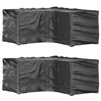 Fundas Muebles Jardín Forma De L 2 Uds | Cubiertas Muebles Jardín 16 Ojales 215x215x90 Cm Cfw70247