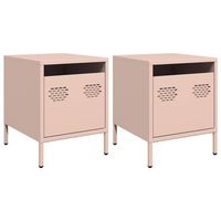 pack 2 uds mesitas de noche  mesilla de noche acero rosa 35x39x435 cm