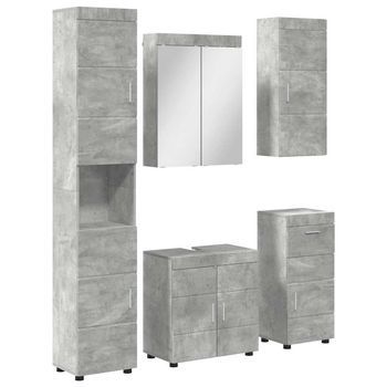 Juego De Muebles De Baño Tulum 5 Uds. Gris Concreto Vidaxl