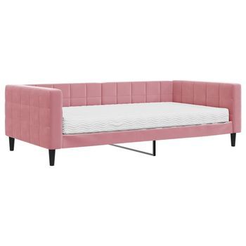 Sofá Cama Con Colchón Terciopelo Rosa 100x200 Cm Vidaxl