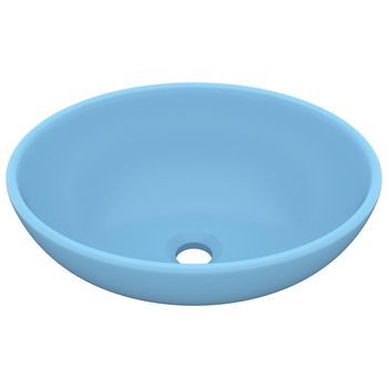 Lavabo De Baño Moderno | Lavabo De Lujo Ovalado Cerámica Azul Claro Mate 40x33 Cm