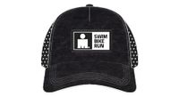 gorra de corredor ironman big mdot sbr negra blanca