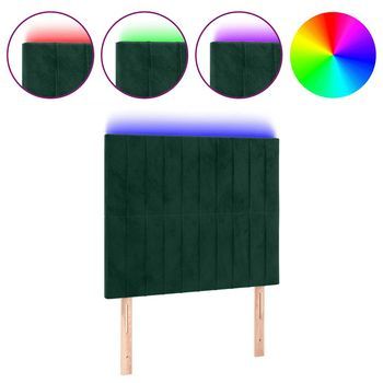 Cabecero Cama | Panel De Cabecera Con Luces Led Terciopelo Verde Oscuro 90x5x118/128 Cm