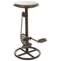 taburete de metal y madera negro 40x40x73