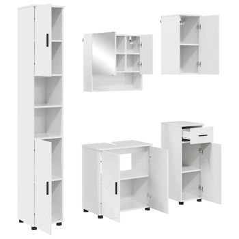 Juego De Muebles De Baño 5 Uds. Brillante 61 X 35 X 64 Cm Vidaxl