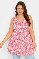 yours top sin mangas rosa de flores tejido rugoso mujer curvy y tallas grandes yours