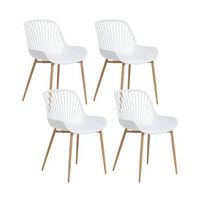 conjunto de 4 sillas de comedor resistentes material sintetico poliester madera patas de hierro blanco kleve