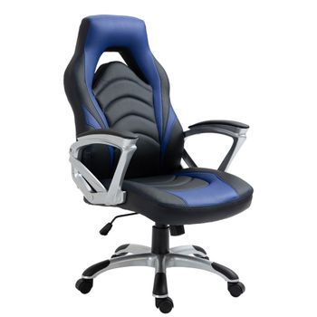 Clp Silla De Oficina Foxton En Polipiel Simil Cuero Negro/azul 72x65x107 Cm