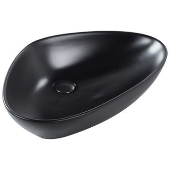 Lavabo Sobre Encimera Baño Irregular Cerámica Negro Mate 60 X 39 Cm Tirig