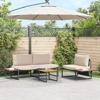 mesa de cafe de jardin  marron 55x55x35 cm dpc y acero v9829 unico  negro