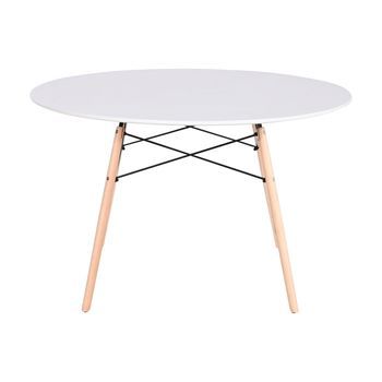 Mesa Redonda Comedor Mdf Abedul 120x120x74 Blanco