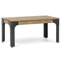 mesa de centro boston 100x80x46cm estilo industrial en madera de pino envejecida y acero negro boxfurniture