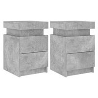 pack 2 uds mesitas de noche  mesilla de noche con luces led gris hormigon 35x39x55 cm