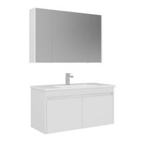 conjunto de mueble con lavabo y espejo 2 piezas  - 100 x 45 x 52 cm - blanco