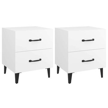 Juego De 2 Mesitas De Noche - Mesillas Blancas 40x35x47,5 Cm Mc5757