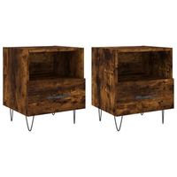 mesita noche 2 unidades madera ingenieria roble ahumado 40x35x475cm
