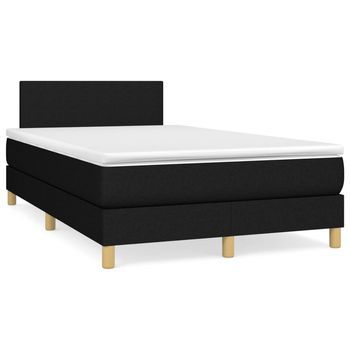 Cama Box Spring Con Colchón Tela Negro 120x200 Cm Vidaxl