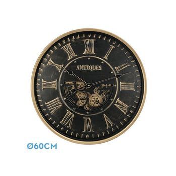Reloj De Pared Trieste Negro Oro 60x60x8 Cm Engranajes Con Movimiento
