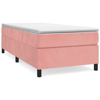 Cama Tapizada 193x90x35 Cm Contrachapado, Madera Procesada - Rosa