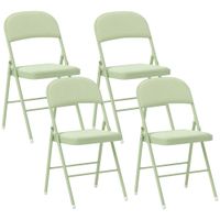 homcom juego de 4 sillas plegables tapizadas en terciopelo estructura de acero con respaldo para espacios pequenos verde