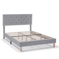 estructura de cama tapizada rosi de 30 cm 140x190 cm gris claro