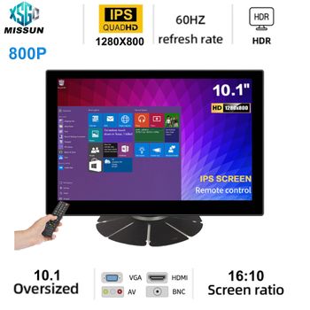 Monitor Industrial MISSUN de 10.1 Pulgadas, 1280x800, Pantalla IPS con Relación de Aspecto 16:10, Compatible con Señales VAG, HDMI, AV, BNC para Teléfono, PC, Laptop