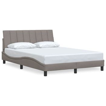 Estructura De Cama Sin Colchón Hanko Tela Gris Taupe 140x190 Cm Vidaxl