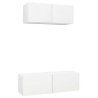 set de 2 uds muebles tv  mueble de salon  armario tv madera de ingenieria blanco