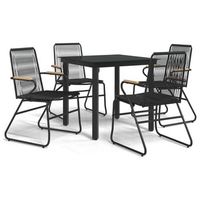 juego de comedor de jardin 5 uds  conjunto mueble jardin mesa y sillas ratan pvc negro