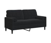 sofa de 2 plazas - sofa de salon - sofa moderno con cojines terciopelo negro 140 cm