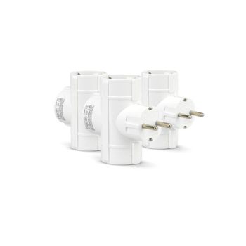 Pack De 3 Adaptadores De Enchufe Triple Con Toma De Tierra - Enchufes Schuko Blancos Para Hogar Y Oficina