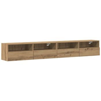 Mueble De Tv Montado En La Pared 2 Uds | Mueble De Salón | Gabinete De Tv Roble Artisan