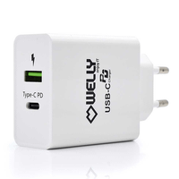 cargador de pared welly enjoy usb tipo-c pd con carga rapida 30 36w blanco wy11100