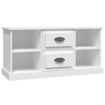 Mueble Tv | Mueble De Salón | Armario Tv Madera Contrachapada Blanco 99,5x35,5x48 Cm