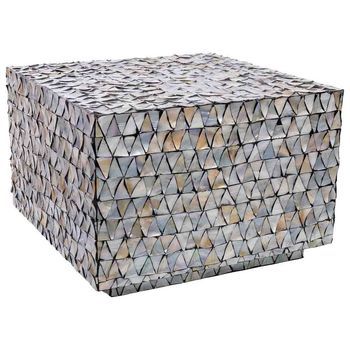 Mesa De Centro De Madera Y Madreperla Gris 65x65x45h Cm