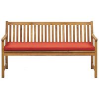 banco de jardin de madera de acacia clara 160 cm listones cojin terracota para exterior estilo rustico vivara