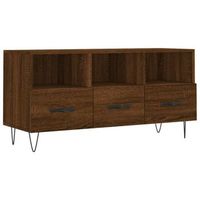 mueble tv  mueble de salon  armario tv madera de ingenieria marron roble 102x36x50 cm
