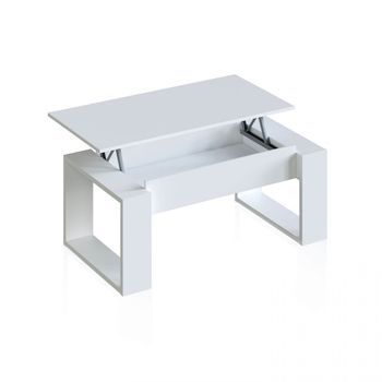 Mesa De Centro Elevable Con Almacenaje Oculto 105x45-54 Cm Neo Blanco Artik (blanco Mate) 105 X 45 X 55 Cm