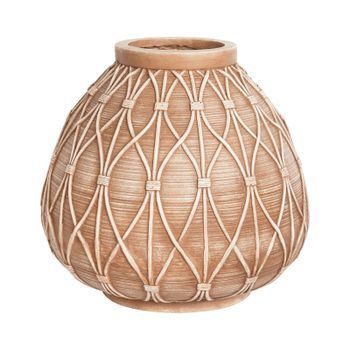 Jarrón Boho De Magnesio Florero Interior Exterior Marrón Claro Domokos
