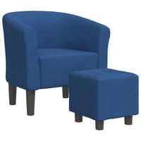 sillon con taburete tela azul vidaxl