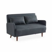 sofa cama con patas de madera de 2 plazas gris oscuro