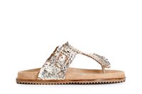sandalias chanclas de piel tejida para mujer light gold 40