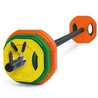 hxg set body pump 175 kg con barra y discos de colores  revestimiento antideslizante ideal para casa y gimnasio