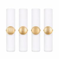 anillos de servilleta de botones dorados mate - set de 4
