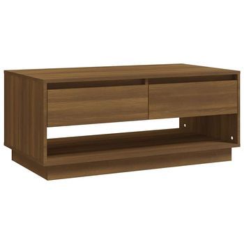 Mesa De Café - Mesa De Centro Madera De Ingeniería Marrón Roble 102,5x55x44 Cm
