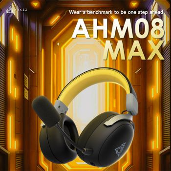 Auriculares Inalámbricos para Juegos AJAZZ AHM08 MAX, 3 Modos, ANC, 1050mAh, Ergonómicos, Baja Latencia, Localización de Sonido, Perilla de Volumen