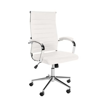 Silla de oficina giratoria en Cuero auténtico Blanco